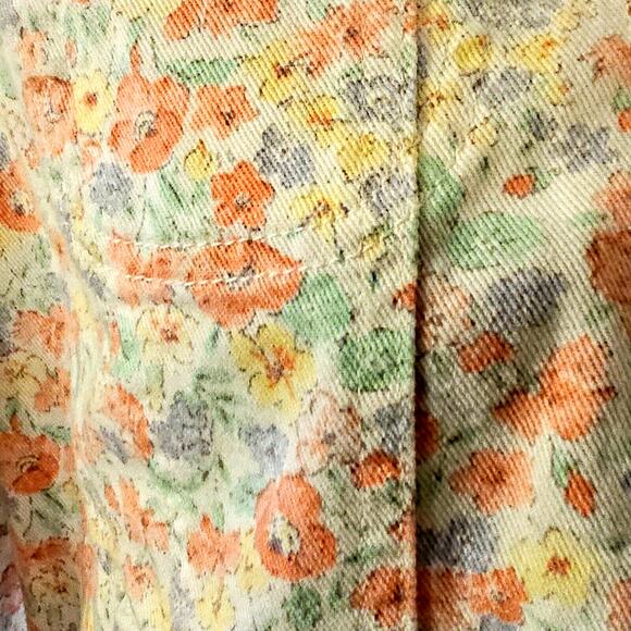 Boho Cottagecore Floral Denim Jacket Pastel Y2K Vintage Feminine Women’s Large - Picture 9 of 9